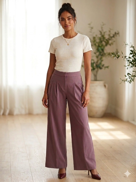 Athleta Pants - Athleta Brooklyn Heights Wide Leg Pleated Pants Mauve Purple Womens 14 Tall EUC